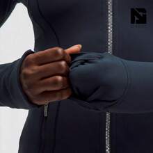 Lululemon Define Jacket Nulu Women's Lightweight, Full Zip Running Track Jacket-For Yoga Gym Running-Sweat-Wicking-Yoga-All Seasons Sport-Spring/Summer-Autumn/Winter-Mother's Day Gifts-Father's Day Gift - True Navy/Mirror Silver - 查看 6