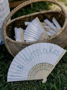 1pc/5pcs White Foldable Paper Fan, Blank Solid Color Folding Fans, Wedding Table Decor Fans, Wedding Guest Favors, Bride Holding Decor Fans, Suitable For Wedding Decoration Fans, Wedding Photo Props - Multicolor - View 4