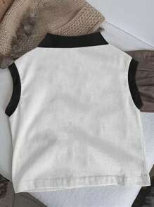 年轻男孩爸爸和我印花 Polo 衫无袖网球 T 恤有领高尔夫衬衫背心适合健身房锻炼跑步 - 白色 - 查看 2