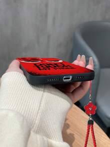 1pc TPU Matte Eyeball Black Letter Print Phone Case, Compatible With Apple Compatible With Redmi Compatible With Oppo Phones, Random Camera Hole Design - Multicolor - View 5