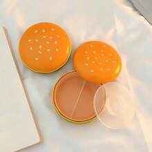 1pc Pill Case In Hamburger Shape, With Multiple Compartments For Easy Medication Organization. Ideal For Travel, Home, And Office Use. Its Compact Design Ensures Portability, Perfect For Storing Daily Pills, Vitamins, And Supplements.