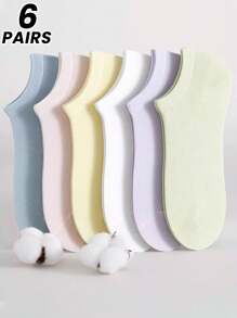 6 Pairs Breathable Women Short Sports Socks, Summer/Autumn Thin Ankle Socks, Non-Slip - Multicolor - View 1