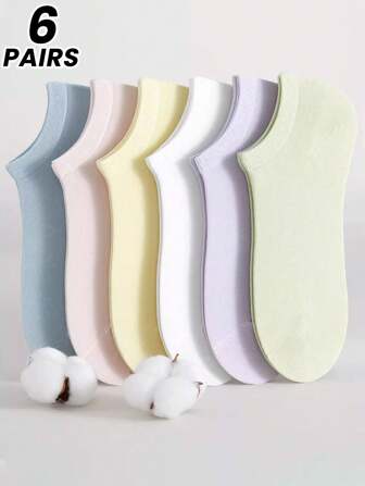 6 双透气女士短款运动袜，夏季/秋季薄款短袜，防滑