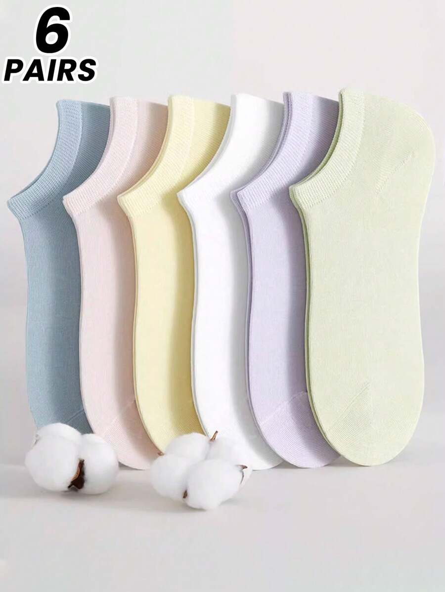 6 Pairs Breathable Women Short Sports Socks, Summer/Autumn Thin Ankle Socks, Non-Slip - Multicolor - View 1