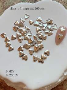 200Pcs Metallic Heart & Heart Shape Decor Rivet For Nail Art Crafts Nail Supplies Nails Nail Charms Nail Gems - Multicolor - View 12