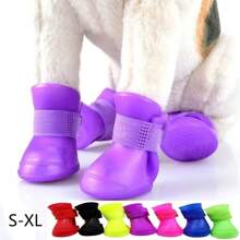 4Pcs Pet WaterProof Rainshoe Anti-Slip Rubber Boot For Small Medium Large Dogs Cats Outdoor Shoe Dog Ankle Boots Pet Accessories - Pink - View 7