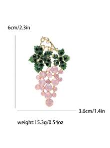 Spilla alla moda con strass a forma di uva per donne, spilla a forma di pianta, accessorio per abiti e vestiti, ideale come regalo per feste e banchetti