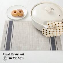 1pc/4pcs/6pcs Washable Indoor/Outdoor PVC Woven Placemats, Non-Slip Heat Resistant, Blue Color, Spill-Proof, Easy To Clean Kitchen Tablemats - Multicolor - View 5