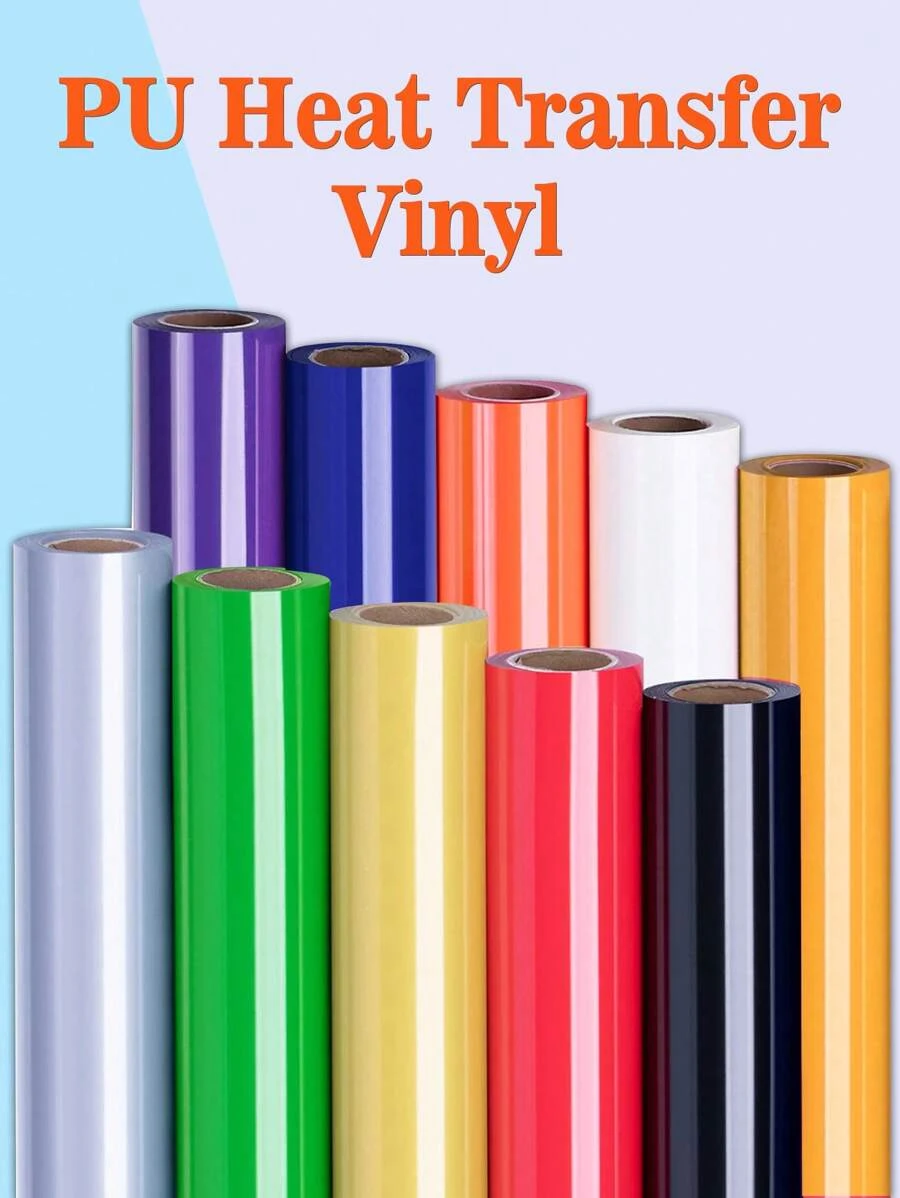 Colorful PU Heat Transfer Vinyl Roll, Various Colors Available, Easy To Cut And Peel, DIY Heat Press Pattern Transfer Film Suitable For T-Shirts, Pillows - Multicolor - View 1