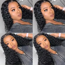 BINF Water Wave Human Hair Bundles 28 30 32 40 Inch Unprocessed Water Deep Curly Bundles Human Hair Natural Color Deep Curly Remy Hair - Natural Black - 查看 8