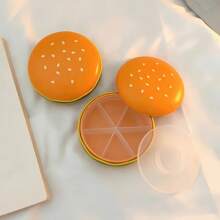 1pc Pill Case In Hamburger Shape, With Multiple Compartments For Easy Medication Organization. Ideal For Travel, Home, And Office Use. Its Compact Design Ensures Portability, Perfect For Storing Daily Pills, Vitamins, And Supplements.