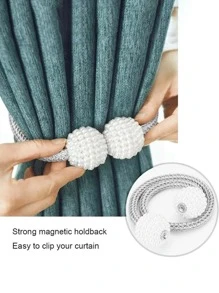 1PC Magnetische Gordijnbinders, Handige Gordijnbinders Decoratieve Gordijnhouders Houder Gordijnbinders Voor Raamgordijnen, Geen Gereedschap Nodig-Parelvorm