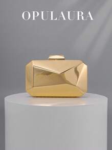 OpulAura Glitter Metal Mini Box Banquet Clutch Charming, Elegant And Luxurious Evening Dress Matching Bag High-End Geometric Box Dinner Bag Women's Clutch For Evening Use Suitable For Formal Parties/Dances/Fashion Cocktail Parties/School Opening Parties/Weddings/Dates And Other Occasions Delivery Chain Can Be Carried Crossbody Or On Shoulder, Prom Bag For Party, Clutch Bag For Wedding