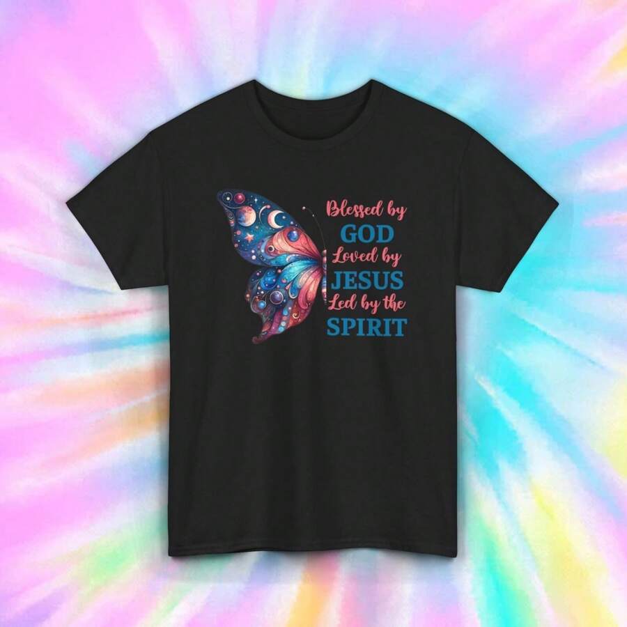 By God Loved By Jesus T-Shirt  Inspirational Christian Graphic