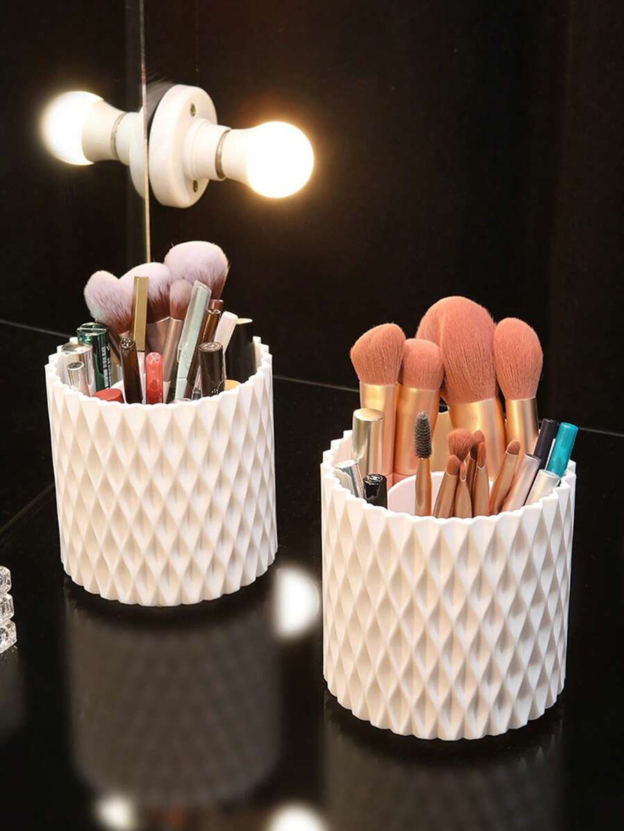 1 件 360° 旋转化妆刷架，化妆品收纳盒，办公桌收纳，梳妆台收纳，笔架，刷子架，化妆刷收纳，现代设计，钻石图案，节省空间，居家，办公室，女士，所有场合