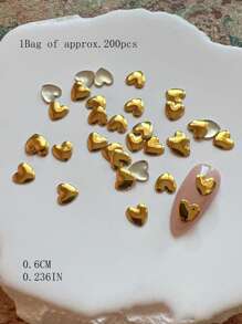 200Pcs Metallic Heart & Heart Shape Decor Rivet For Nail Art Crafts Nail Supplies Nails Nail Charms Nail Gems - Multicolor - View 27