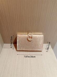 1pc Glittering Box Clutch, Luxury Metallic Glitter Leather Evening Bag, Fashion Rhinestone Decor Women's Handbag, Suitable For Formal Party, Wedding, Date, Gathering Events, Comes With Chain, Prom Bag For Party - Gold - View 5