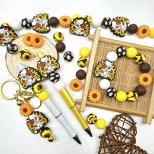 39pcs/Set Daisy & Highland Cow Shaped Silicone Beads - Suitable For DIY Jewelry Making, Pens, Necklaces, Keychains - Colorful Handmade Gift Set With Animal & Floral Patterns, Silicone Character Beads - 39PCS Daisy Cow Set - View 10