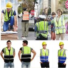 High Visibility Reflective Safety Vest With Pockets And Zipper Front, Neon Yellow, Meets ANSI/ISEA Standards