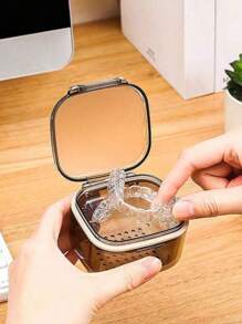 1/2pcs Invisible Aligner Storage Box, Dental Gear Container, 2-Layer Orthodontic Tool Box, Portable Cleaning Case With Drainage Design, Suitable For Home, Outdoor And Travel