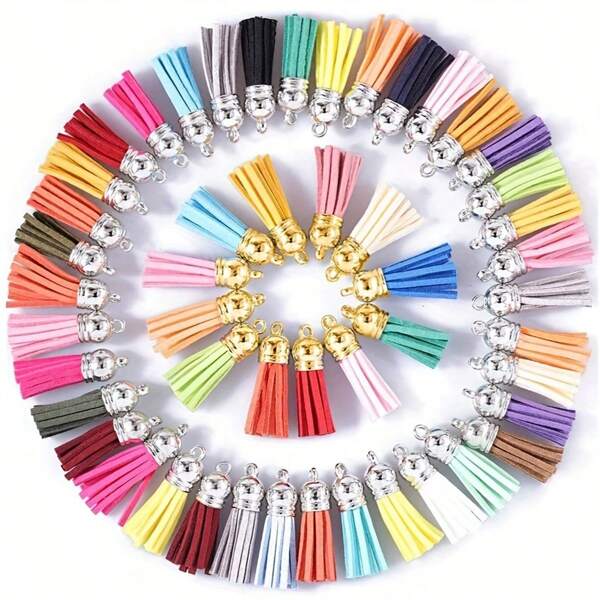 20/50 piezas Colgantes con borlas dorados y plateados, broches, accesorios para pendientes, llaveros, colgantes, borlas para manualidades y joyería DIY