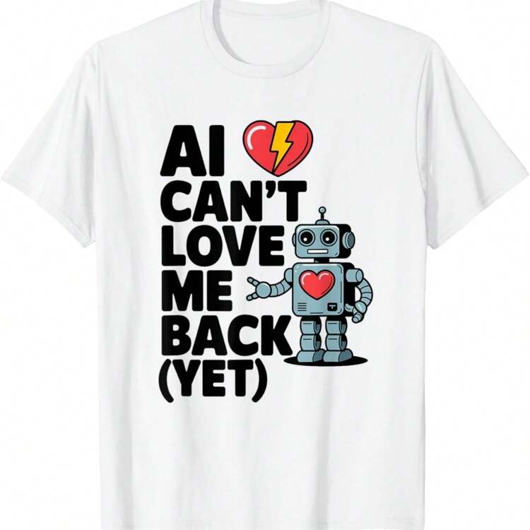 AI Can't Love Me Back Robot Meme T-Shirt - White - View 1