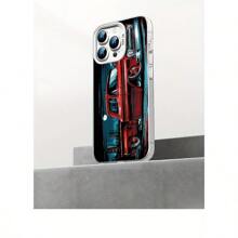 Phone Case, For  11 ProMax/11Pro/11,  15/14/13/12/16 Plus All Series, With Red Car Pattern, Shockproof, Anti-Scratch, Anti-Fingerprint Covers, Portable, Convenient Mobile Phone Protective Shell - 銀色 - 查看 3