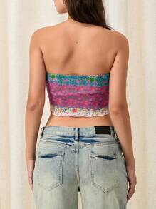 Women's Summer Slim Tube Tops Sleeveless Off Shoulder Floral/Pattern Print Bandeau
