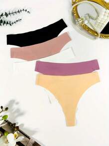 5 Pairs Minimalist Comfortable Ice Silk Thong Underwear