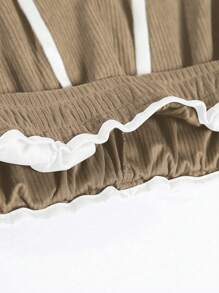 Pantaloni casual a gamba dritta in velluto a coste vintage americano, colore caffè versatile, adatti per autunno e inverno - Cachi - Visualizzare 5