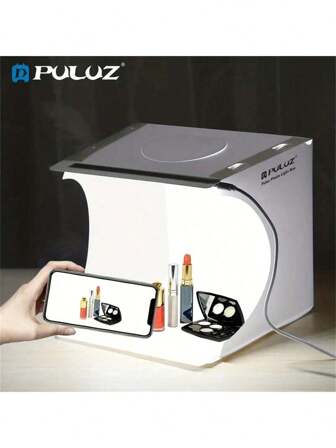 1pc 20cm/7.87in Folding Portable 550LM Photography Lighting Studio Tent Kit, 2 Color Backdrops (Black, White), Unfolded Size: 24X23X23cm/9.44X9X9in,Christmas