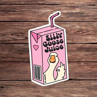 1PC Funny Silly Goose Juice Sticker – Aesthetic Goose Vinyl Decal For Laptops, Water Bottles, Journals, And More | Hilarious Juice Box Meme Sticker | Waterproof Sticker For Scrapbooking, Planners, And Bujo