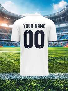 定制球衣，2025 年，单身男士运动队俱乐部训练 V 领足球制服上衣，正面和背面印有姓名、号码、标志，适合日常休闲、派对、聚会 - 彩色 - 查看 4