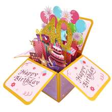 1pc Purple Golden Happy Birthday Pop Up Card 16th/18th/40th/50th/60th Birthday Card With Note And Envelope Adult Birthday Gifts For Daughter, Husband, Wife, Men, Women, Mom 3D Pop Up Birthday Greeting Card Birthday Decoration - Black - View 6