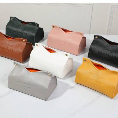 1 件装皮革纸巾盒防水厨房配件、装饰纸巾盒、桌上餐巾架、浴室纸巾盒