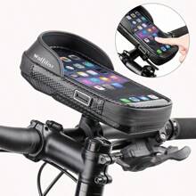 MultiDirectional Adjustable Bike Bag Cycling Waterproof Front Top Tube Touch Screen Phone Hanging Pocket With Mount Holder Stand - Black - View 2
