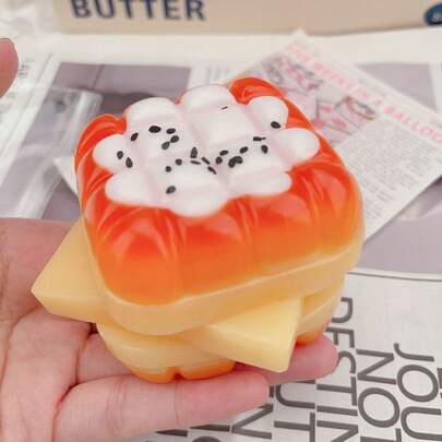 Coconut Pudding Piggy Buns, 3 Layered Pineapple Square Buns, Cement-Like Silicone Squeeze Stress Relief Toy