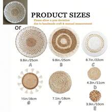 1pc' Rustic Hanging Boho Flat Woven Farmhouse Rattan Wall Decor Wall Basket For Living Room Bedroom Decoration(The Actual Object Shall Prevail),Home Decor ,Room Decor,Wall Decor