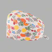 1 pieza Visera de sol de mujer de poliéster con estampado de frutas, flores y animales, ajustable, adecuada para médicos, enfermeras, amas de casa y talla grande, práctica para ser antibacteriana y antipolvo, apta para todo el año