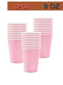 10pcs/Pack 9oz Disposable Paper Cups, Paper Coffee Cups, Disposable Drinking Cups, Hot & Cold Beverage Paper Cups, Suitable For Holding Hot Water, Juice, Ideal For Parties, Picnics, Holidays, Birthdays, Bridal Showers, Available In Multiple Colors
