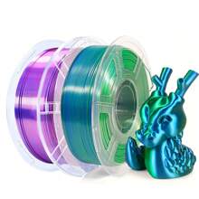 PLA Filament 1.75mm Bundle Silk Dual Color, 3D Printing PLA Filament 1.75mm Dimensional Accuracy +/- 0.02mm, 1KG*2 Spool (4.4 Lbs)