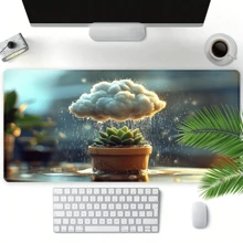 1pc Plant Muismat Leuke Kunst Grote Bureau Mat 35.4x15.7 Inch Bureau Accessoires Rubberen Basis Met Gestikte Rand Antislip Toetsenbord Pad Voor Kantoor Thuis Computer Als Geschenken Voor Mannen Vrouwen Vrienden Verjaardagen, Valentijnsdag