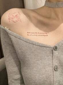 1 件，粉色蝴蝶结，临时纹身，防水防汗，持续 1-2 周，逼真的草本汁，不反光和抗摩擦，假男士和女士假纹身，手臂、胸部、腰部、背部、腹部、腿部、颈部、手指、耳朵，纹身贴纸，现代主义人体艺术 - 黑色 - 查看 2