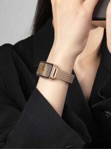 1pc Minimalist Metal Magnetic Watch Strap Compatible With Huawei Band 9/8/7 NFC Version