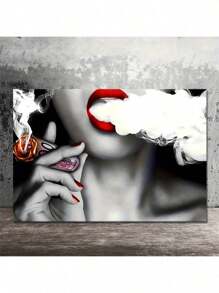 1 Pc The Lover's Room Is Decorated With Smoking Sexy Women Wooden Framed Canvas Painting -  Thickness 2.25cm/0.9inch,Home Gift Decoration, Room Decoration Aesthetic, Wall Decoration Art, Perfect Gift, Autumn And Winter Wall Decoration, Living Room Decoration, Bedroom Decoration, Kitchen Decoration, Entry Decoration, Bathroom Decoration, Direct Wall Painting, High Quality Wall Painting Poster
