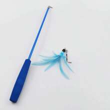 Interactive Cat Feather Toy Feather Teaser Stick Wand Pet Retractable Feather Bell Refill Replacement Catcher Product For Kitten - màu đen - Xem 7