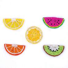 1pc Handmade Beaded Cute Fruit Patch | Lemon & Watermelon Decorative Sticker, Suitable For DIY Clothing, Bags, Shoes, Requires Hand Sewing/Adhesive Glue
