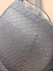 3pcs Plus Size Lace Bras, Comfortable Underwire Lift Bras For Women