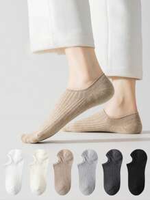 6pairs Socks For Women Invisible Low Vamp Spring And Summer Thin Vertical Striped Boat Socks Solid Color Short Socks - Multicolor - View 7