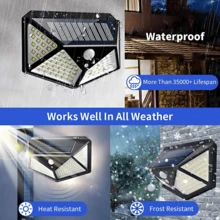 户外太阳能灯 - 太阳能壁灯 100 个 LED 无线太阳能运动传感器安全灯，270° 广角防水，3 种可选模式，适用于花园露台庭院前门车库门廊（1/2/4 个装） - 彩色 - 查看 9